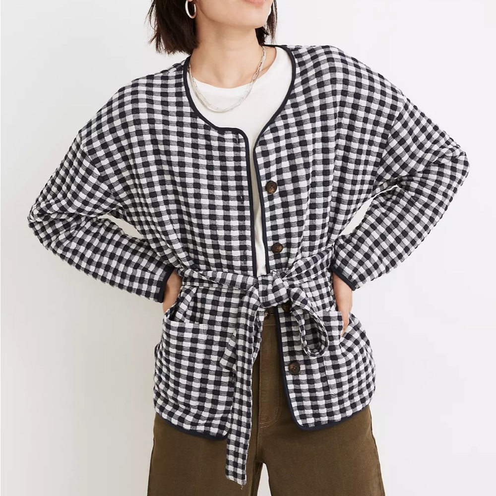Madewell (Re)sourced Gingham Quilted Tie Jacket